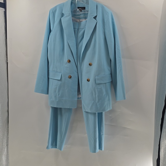 Talbots Light Blue Double-Breasted Blazer and Pants - Picture 4 of 12